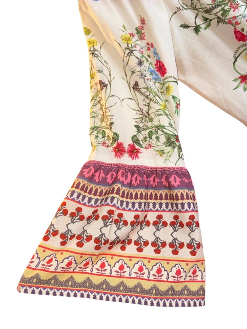 Umgee Cream Off-Shoulder Floral Embroidered Peasant Blouse with Coral Trim - Picture 3 of 5